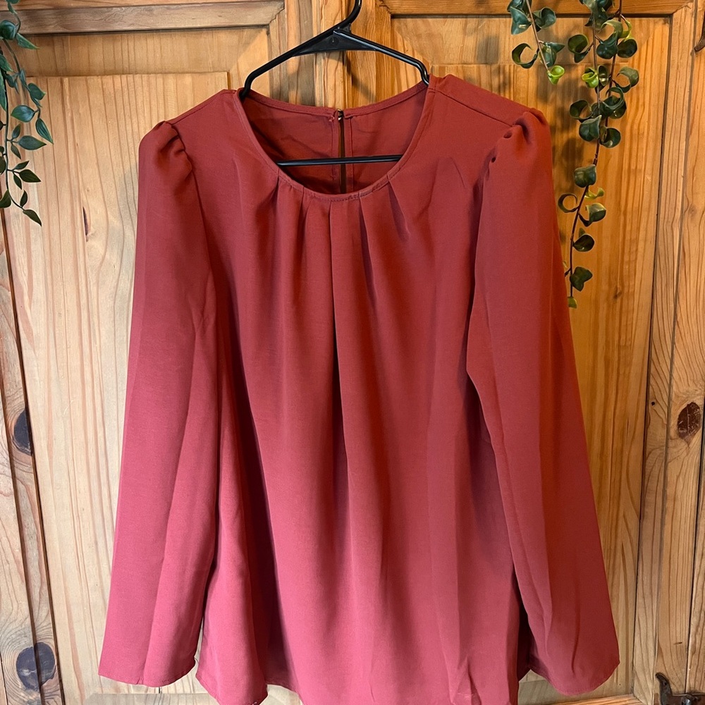 SHEIN Rusty Red Long Sleeve Top